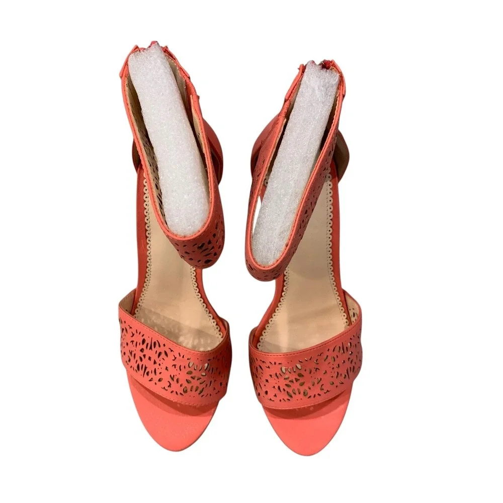 Madison by‎ Shoedazzle Gloria Coral Stiletto Heels Sandals Size 8 Ankle Strap